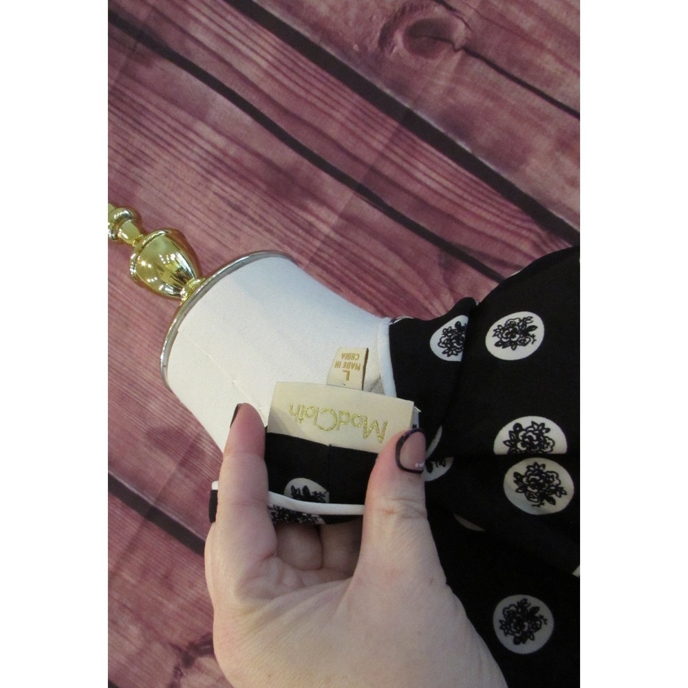 ModCloth Just My Typist Pleated Shirt Dress Black White Retro Vintage Large NWOT - Picture 12 of 13